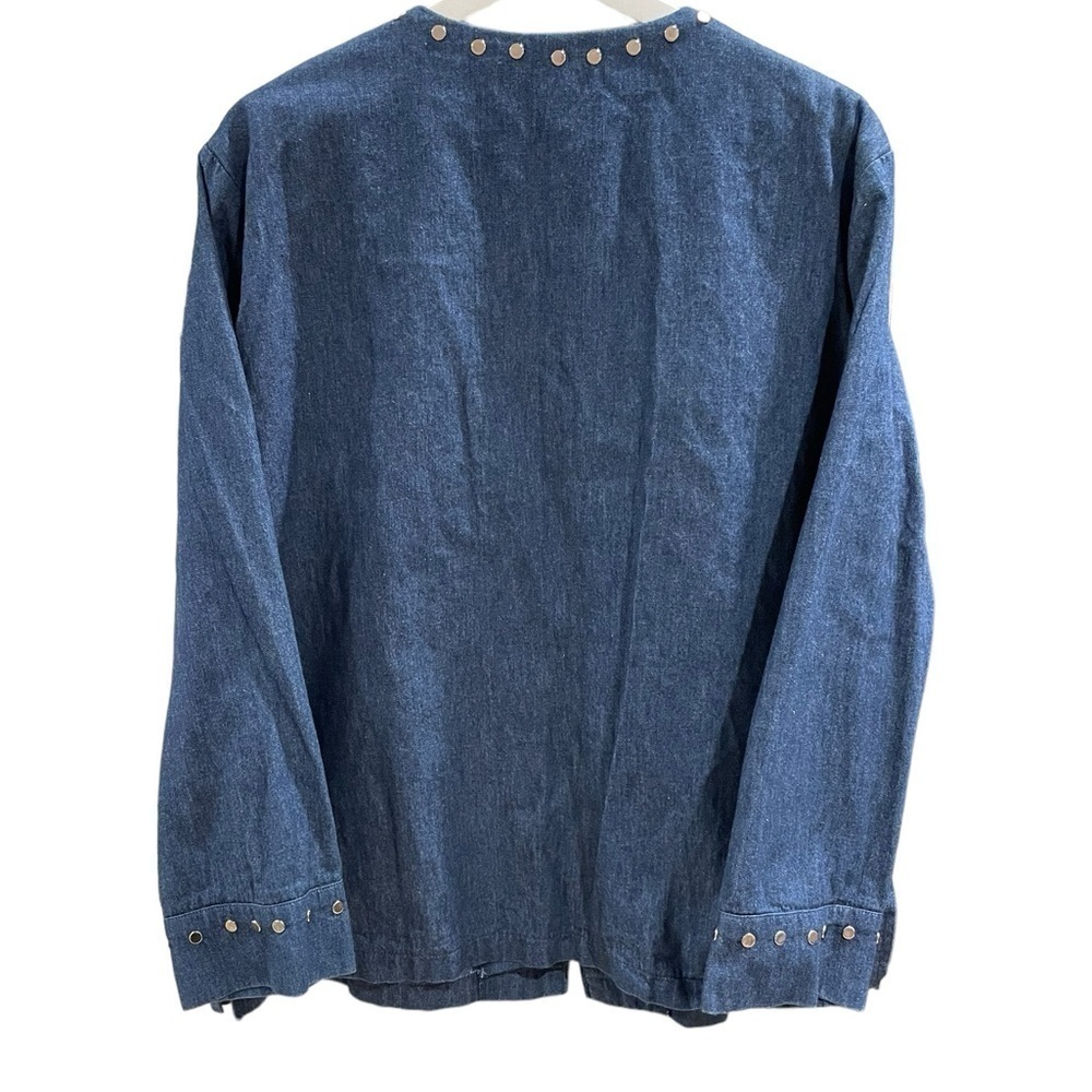 Nira Nira New York Blue Zipper Front Top with Silver Embellishments - Picture 2 of 4